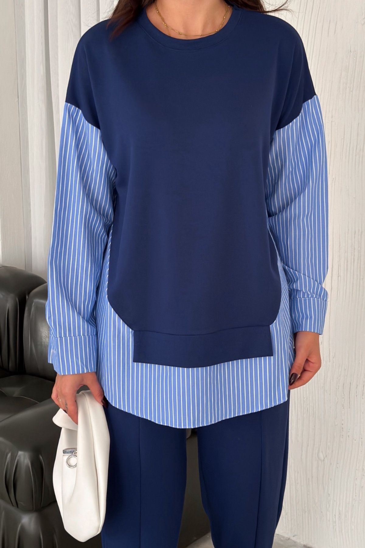 2025 New Design✨ Shirt Detail Modal Suit Navy Blue