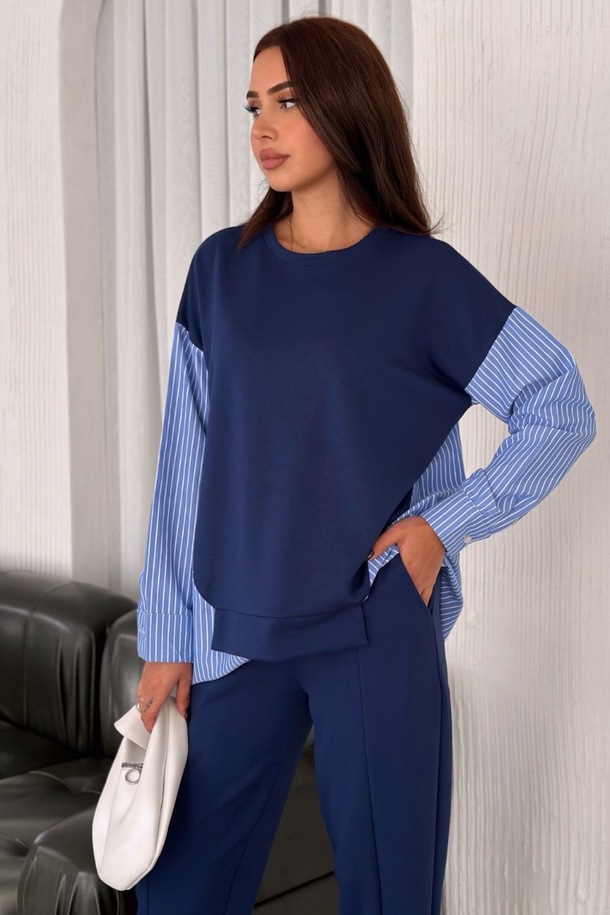 2025 New Design✨ Shirt Detail Modal Suit Navy Blue