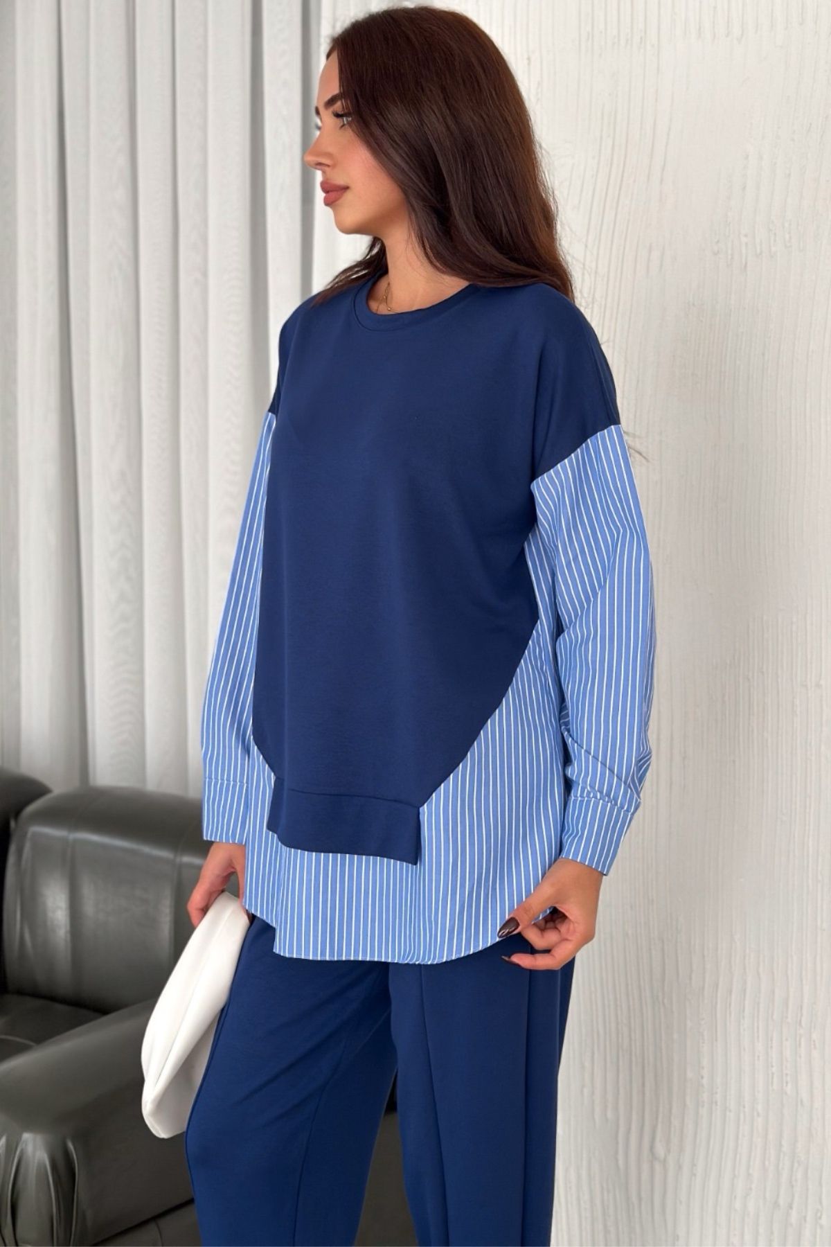 2025 New Design✨ Shirt Detail Modal Suit Navy Blue