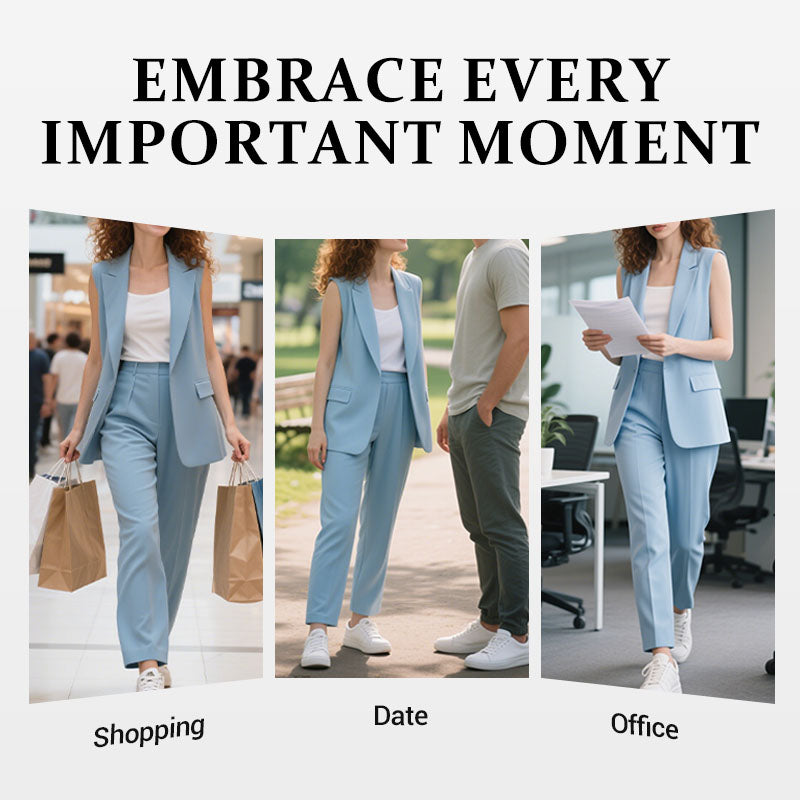 ⏰Last Day Sale 💖Women’s Stylish Sleeveless Blazer & High-Waisted Pants Set