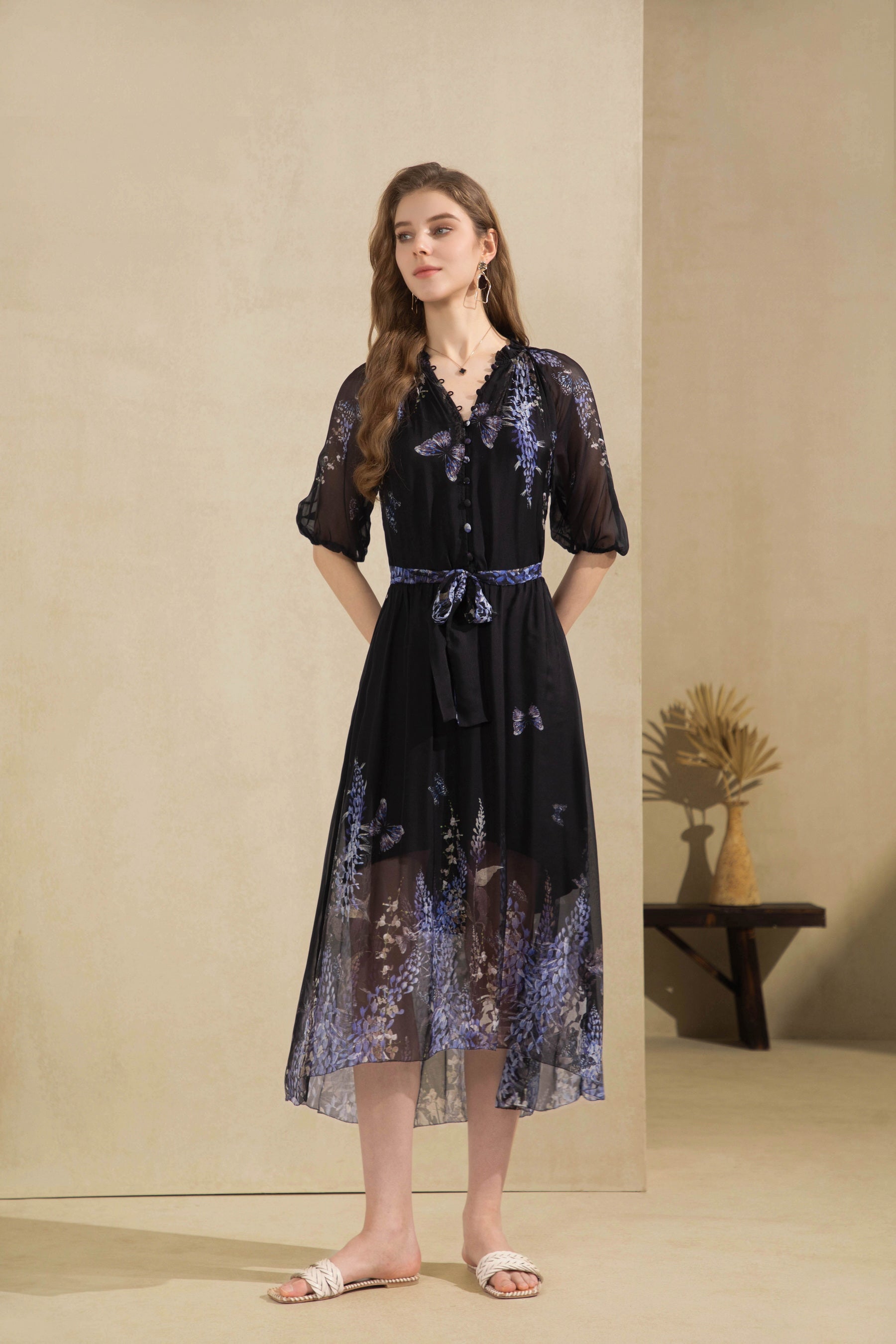 Printed Elegant Midi Dress