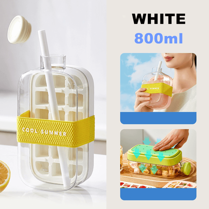 Summer Portable Ice Cube Bottle With Straw