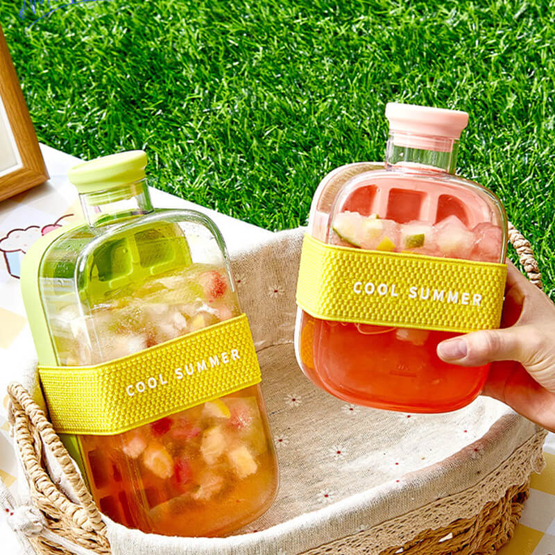 Summer Portable Ice Cube Bottle With Straw