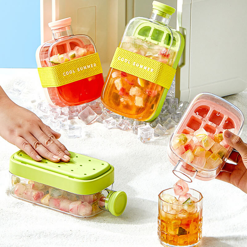 Summer Portable Ice Cube Bottle With Straw