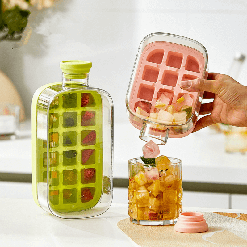 Summer Portable Ice Cube Bottle With Straw