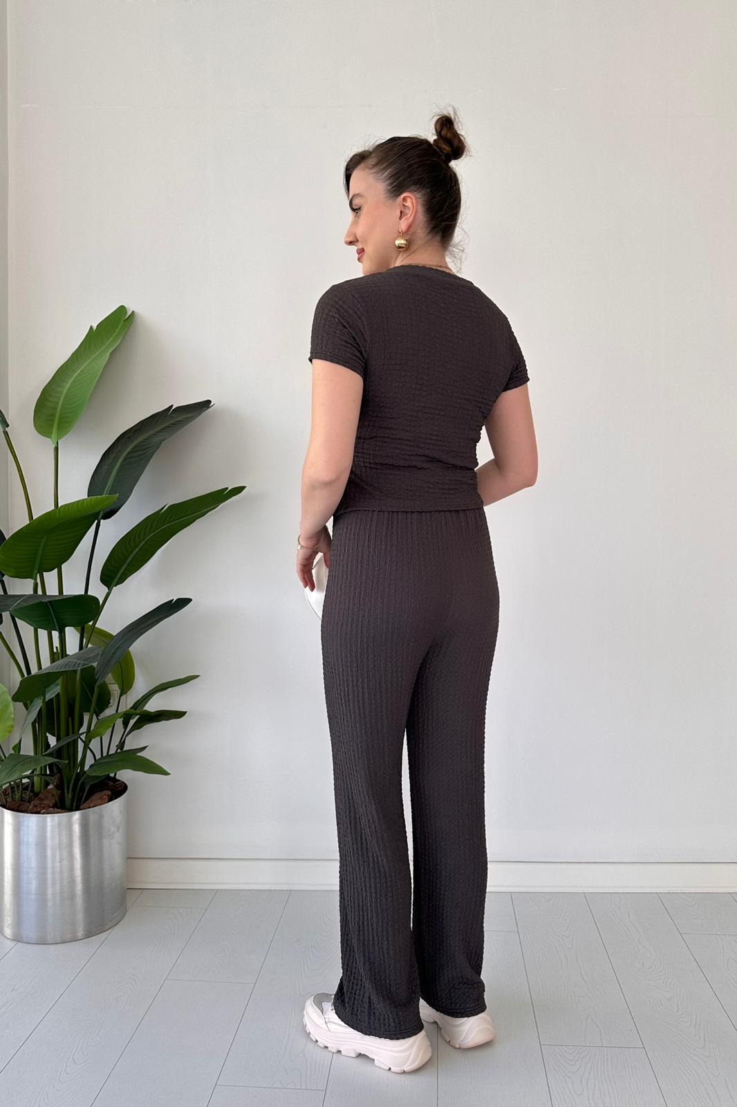 Textured Two-Piece Tie-Waist Lounge Set