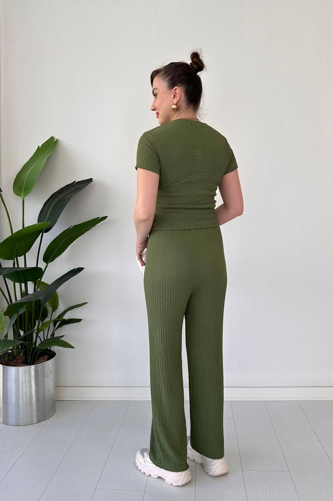 Textured Two-Piece Tie-Waist Lounge Set