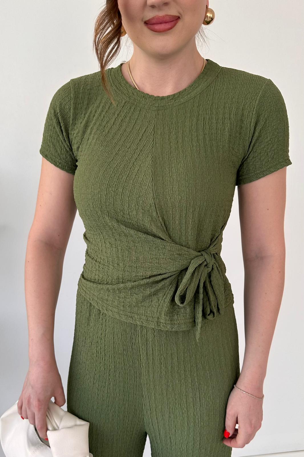 Textured Two-Piece Tie-Waist Lounge Set