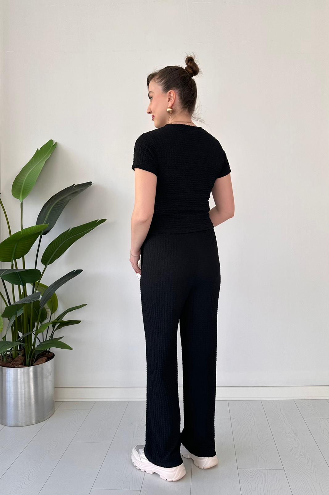 Textured Two-Piece Tie-Waist Lounge Set