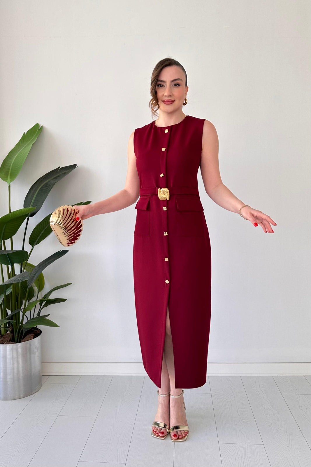 2025 New Design Dress-👗 Linen Twist Buckle Dress