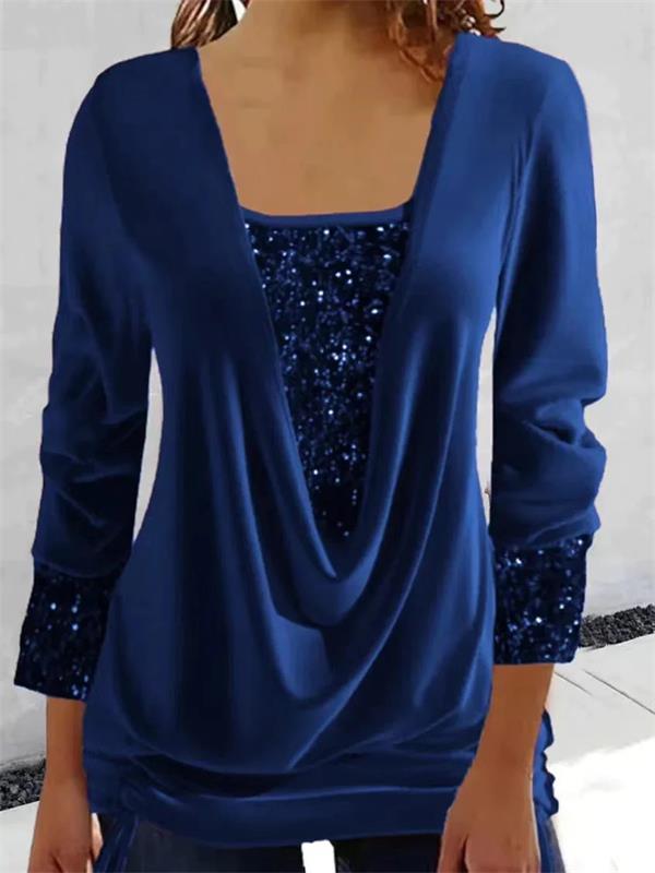 🔥New design🔥Sequin Loose Smocked Fake Two-Piece Top