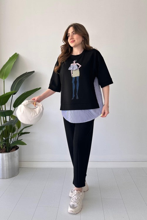 2026 New Design👗✨2-Piece Lounge Set In Figured Modal Suit