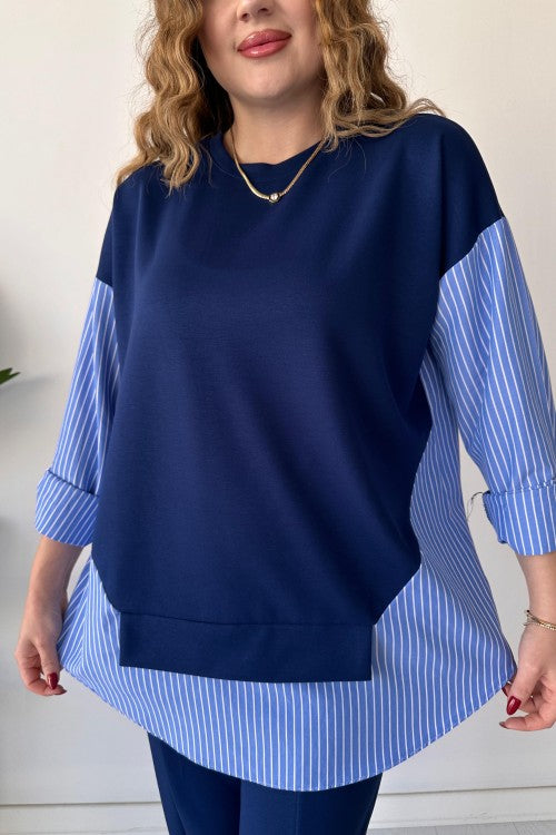 2025 New Design✨ Shirt Detail Modal Suit Navy Blue