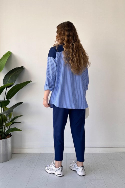 2025 New Design✨ Shirt Detail Modal Suit Navy Blue