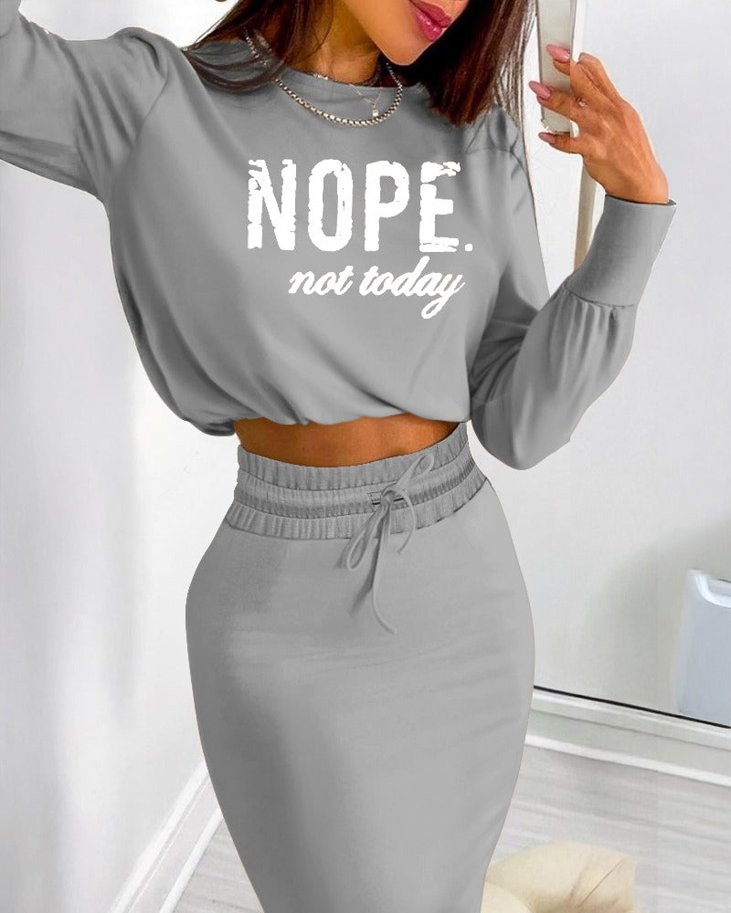 NOPE “Not Today” Two-Piece Crop & Skirt Set