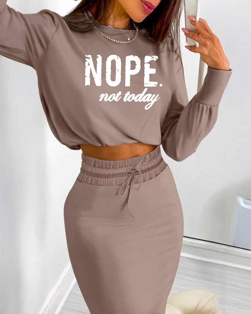 NOPE “Not Today” Two-Piece Crop & Skirt Set