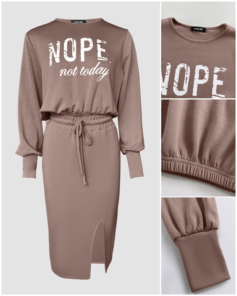 NOPE “Not Today” Two-Piece Crop & Skirt Set