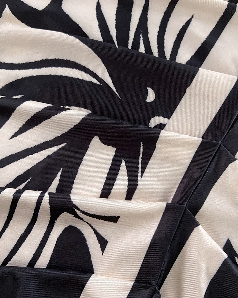 Women's Elegant V-Neck Printed Bodycon Dress