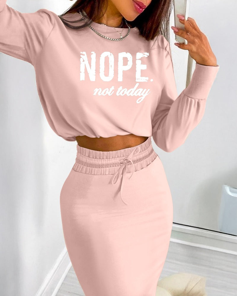 NOPE “Not Today” Two-Piece Crop & Skirt Set