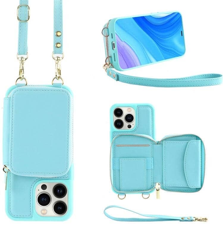 IPhone Convertible Leather Crossbody Wallet Bag So-comfy Blue 12