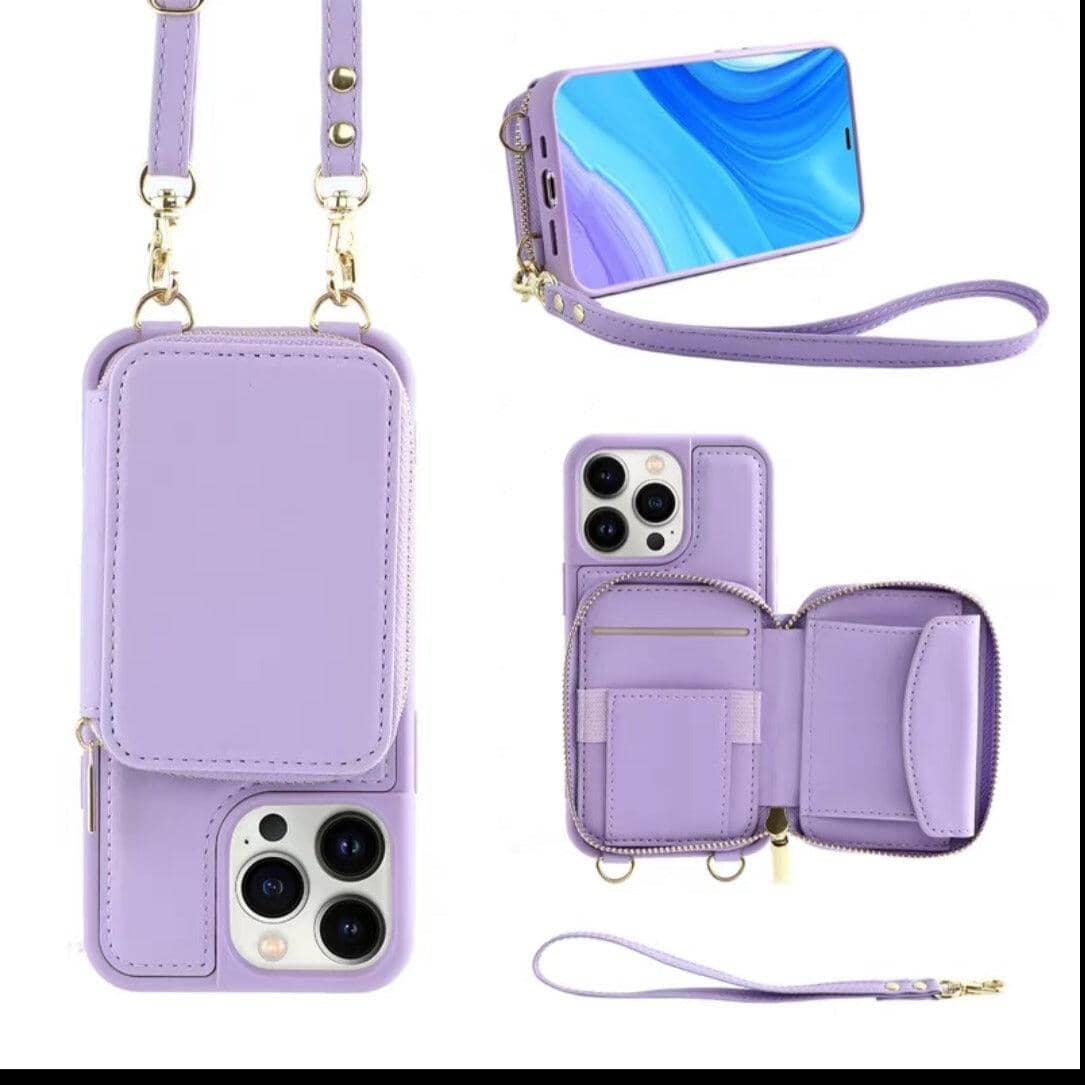 IPhone Convertible Leather Crossbody Wallet Bag So-comfy Purple 12