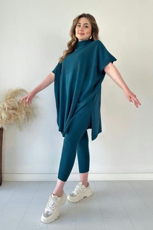 š„Knitted Two-piece Set - Universal Size Fit So-Comfy Turquoise Blue