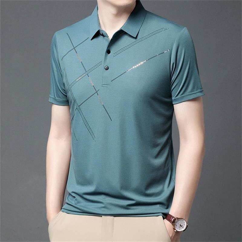 Men's Ice Silk Stretch Shirt shirt So-Comfy Blue lake M