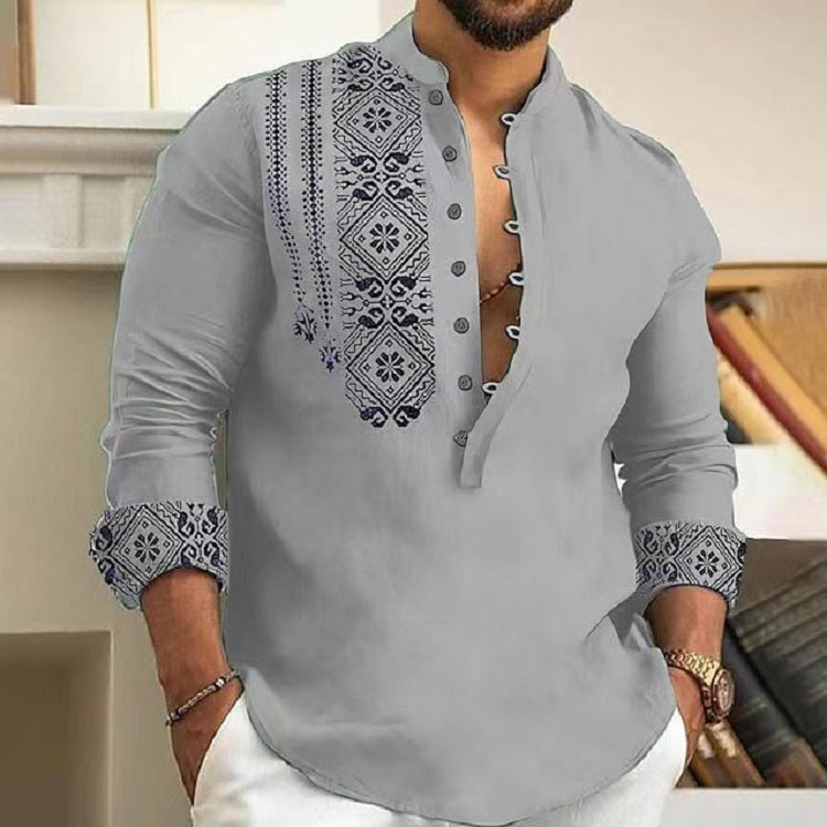 🎉Hot Sale 49% OFF🎉Long-sleeved Stand Collar Casual Shirt for Men