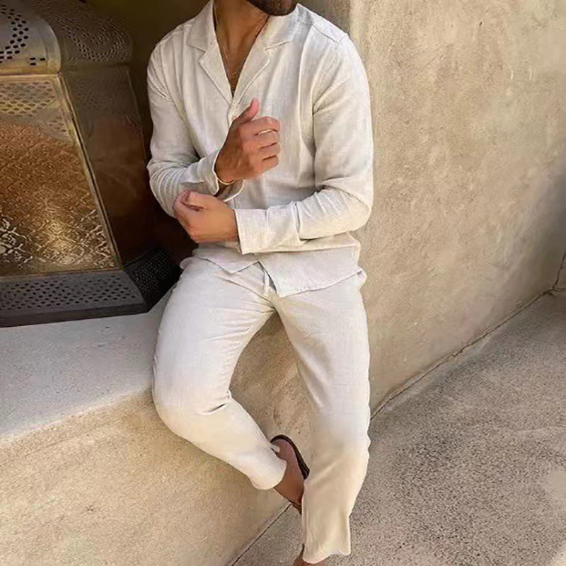 💖LAST DAY SALE 💖Men's Minimalist Two-Piece Linen Canvas Leisure Set