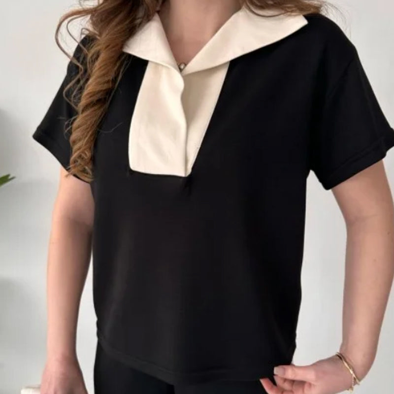 đź’–Limited Saleđź’–Open Collar Patchwork Wide Leg Pants Casual Set