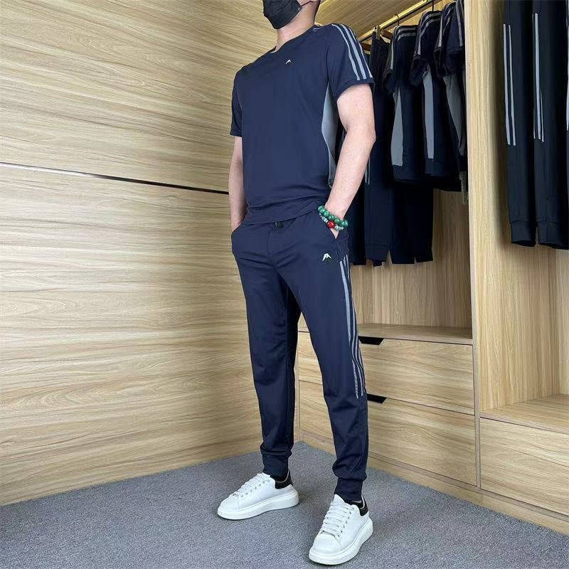 🌴Summer Specials❄️Men's Casual Sports Short Sleeve Long Pants (2-Piece Set)