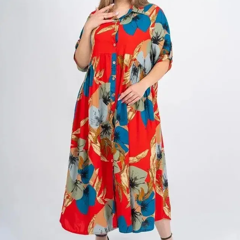 ⏳Time-limited Special⏰Women’s Loose Lapel Printed Button-Down Long Dress