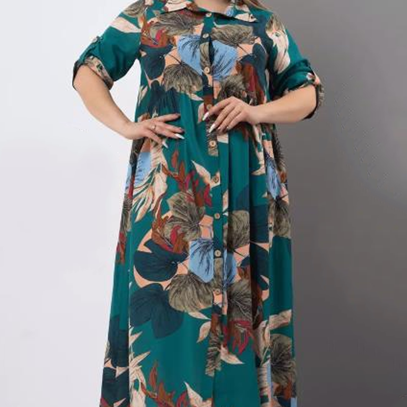 ⏳Time-limited Special⏰Women’s Loose Lapel Printed Button-Down Long Dress