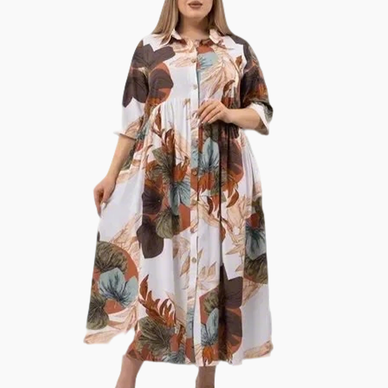 ⏳Time-limited Special⏰Women’s Loose Lapel Printed Button-Down Long Dress