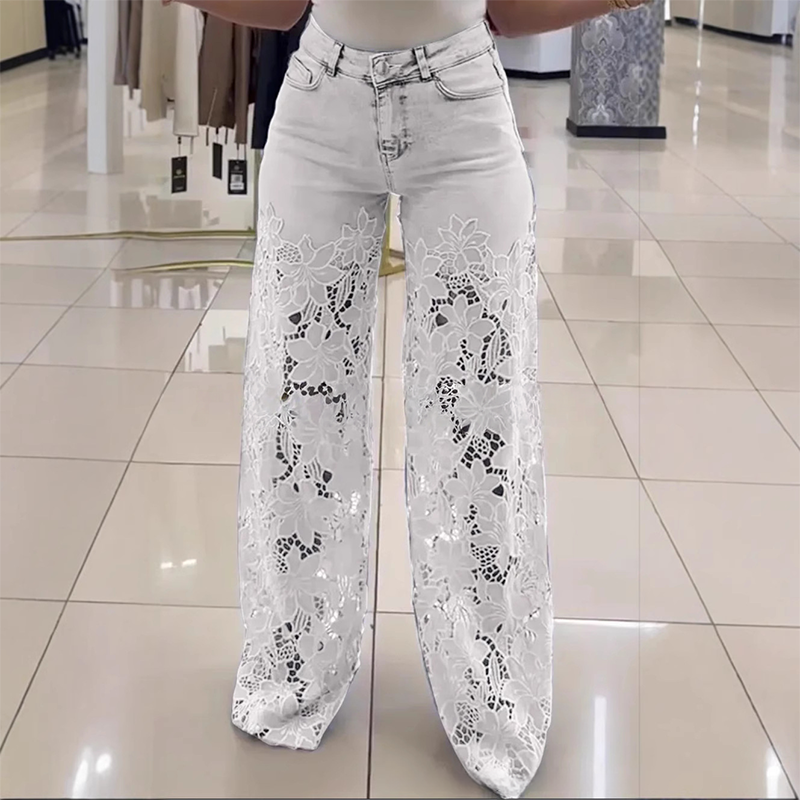 💃Summer fashion forward🌸🔥 Spliced jeans with lace