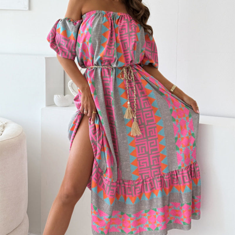 ⏳Time-limited Special⏰Casual Print Off-Shoulder Dress