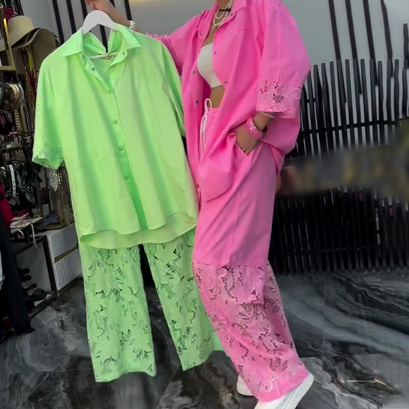 🌈Women's Button-Down Shirt & Pants 2-Piece Set