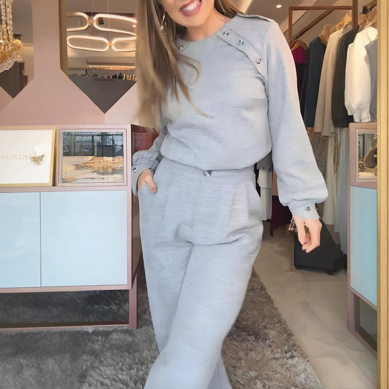 Women's Fashion Top & High-Waist Pants Set