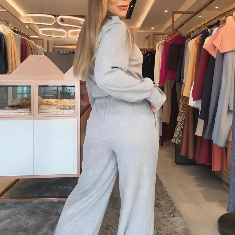 Women's Fashion Top & High-Waist Pants Set