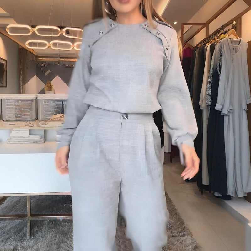 Women's Fashion Top & High-Waist Pants Set