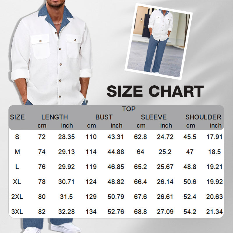 🔥Men's Casual Lapel Long Sleeve Shirts & Pants 2-Piece Set🔥