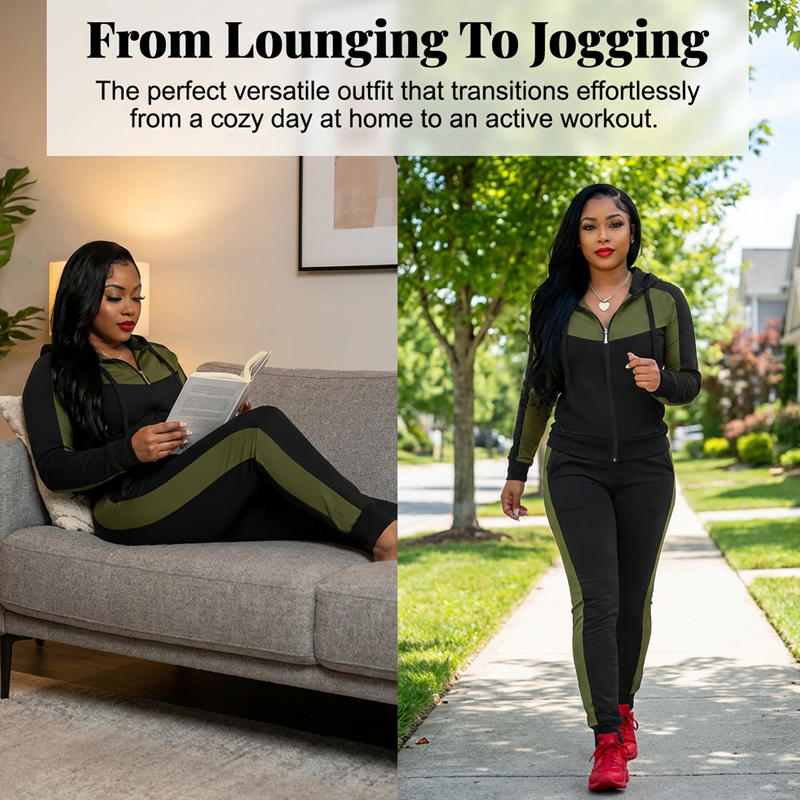 š„Hot Sale Offers-Women's 2-Piece Color-Block Tracksuit Set