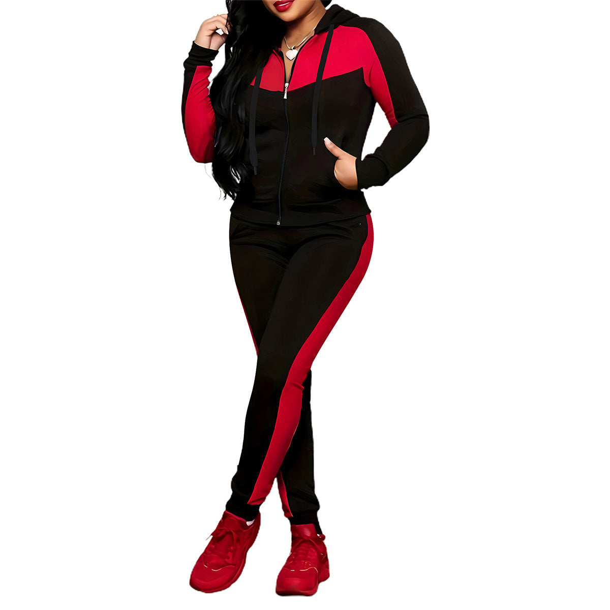 š„Hot Sale Offers-Women's 2-Piece Color-Block Tracksuit Set