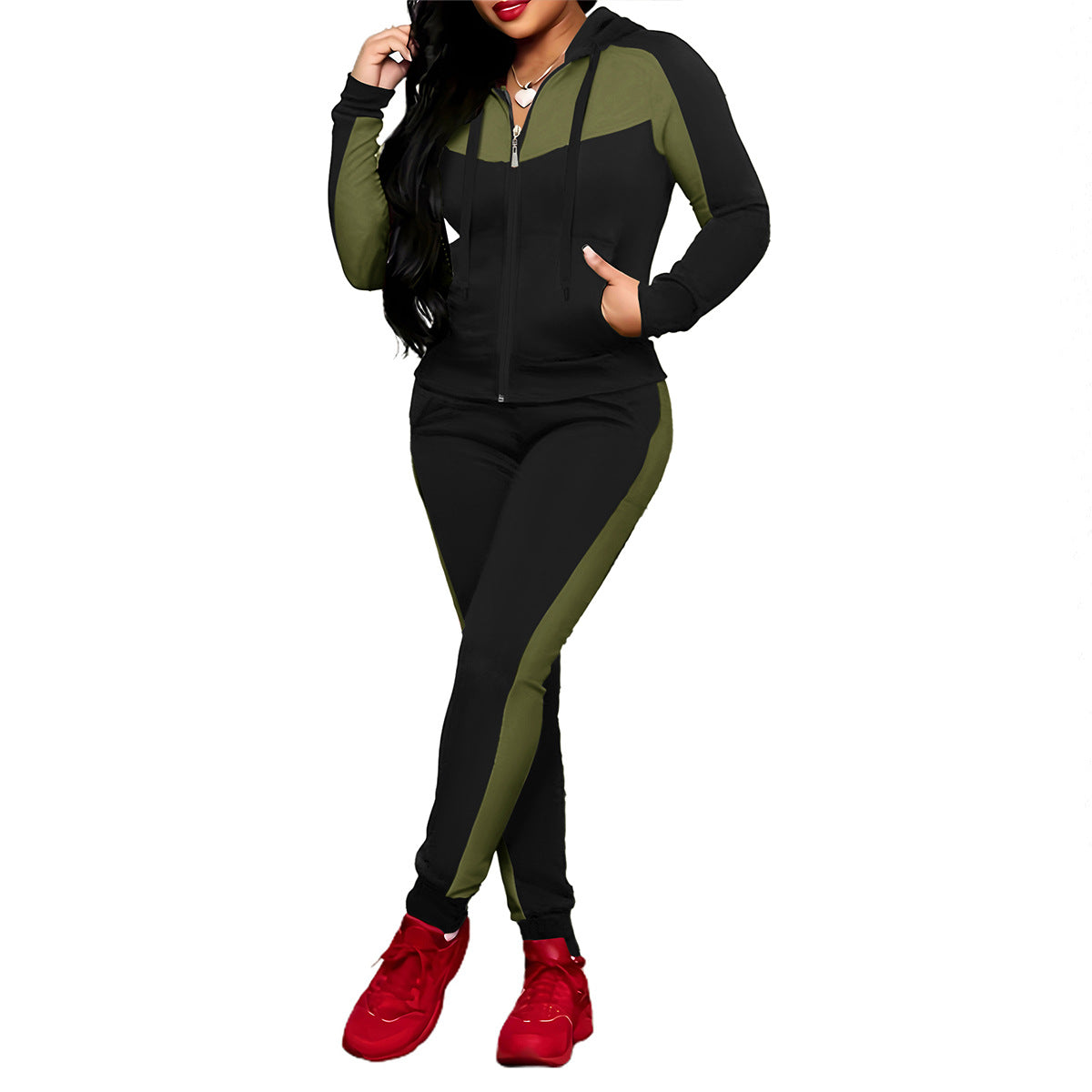 š„Hot Sale Offers-Women's 2-Piece Color-Block Tracksuit Set
