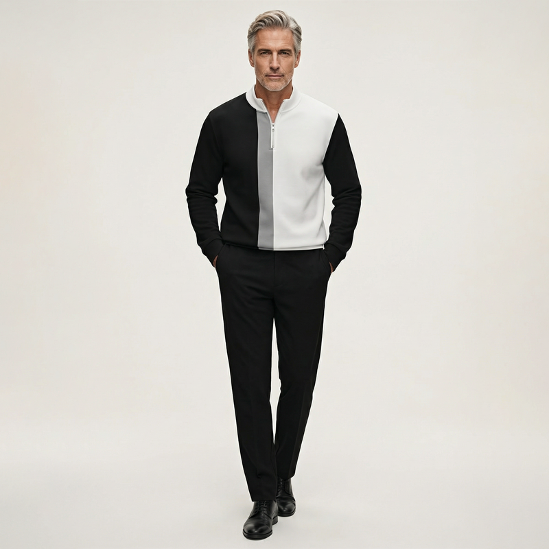 ⏳Time-Limited Special⏰Men's Color-Block Quarter-Zip Tracksuit Set