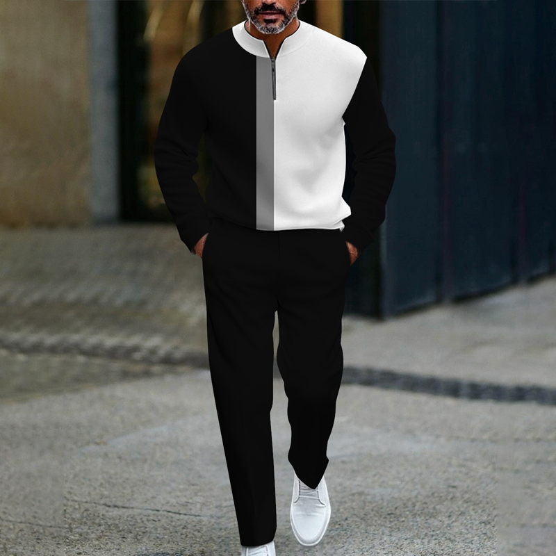 ⏳Time-Limited Special⏰Men's Color-Block Quarter-Zip Tracksuit Set