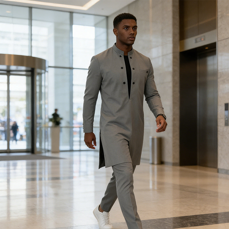 🔥Hot Deals-Men's Modern Mandarin Collar Tunic and Pants Set