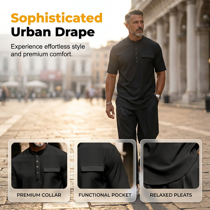 Men's Modern Casual Band Collar Two-Piece Set👕👖