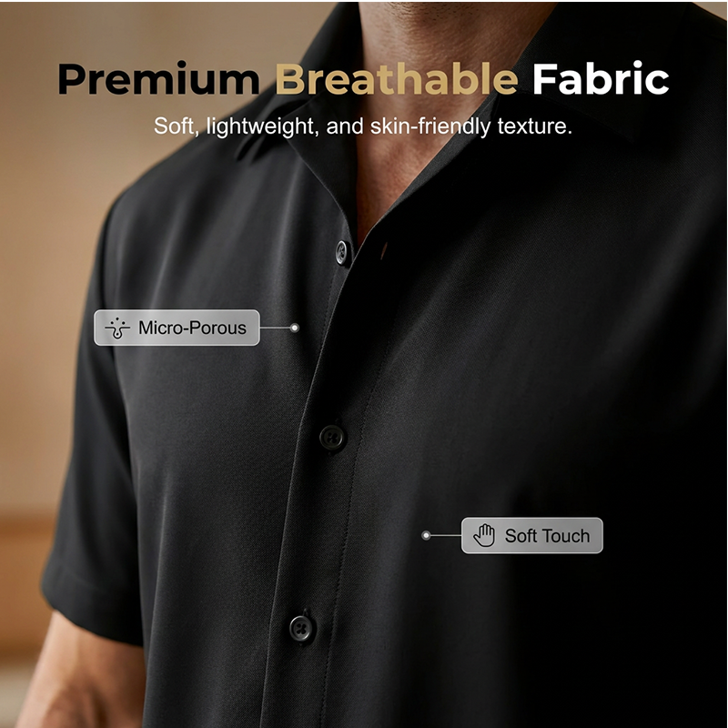 π Men's casual 2-piece set, short-sleeved shirt and pants