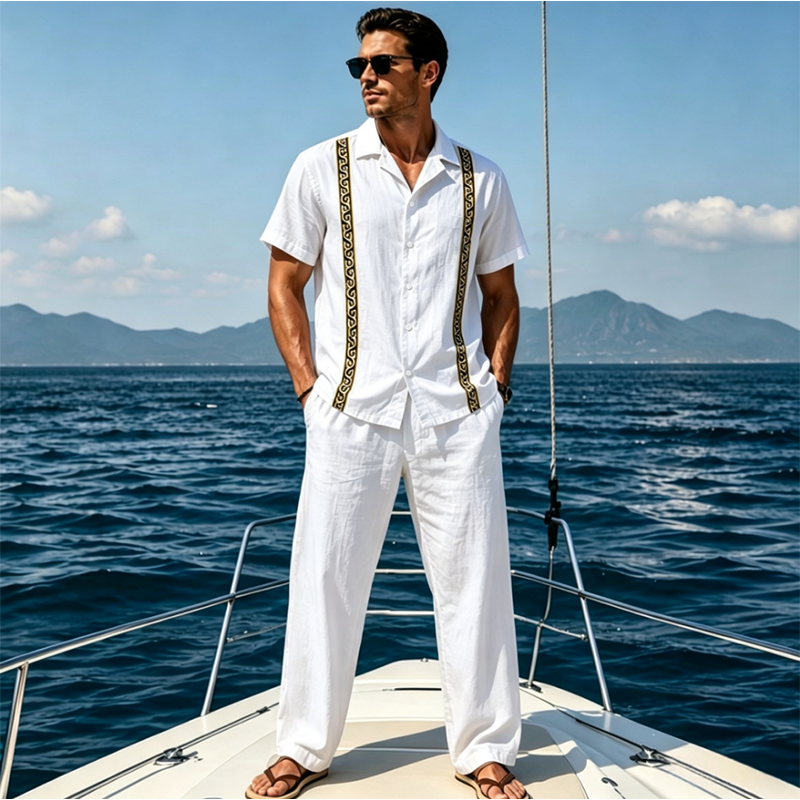 👔50% OFF!✨Men's Breathable Shirt & Pants 2-Piece Set
